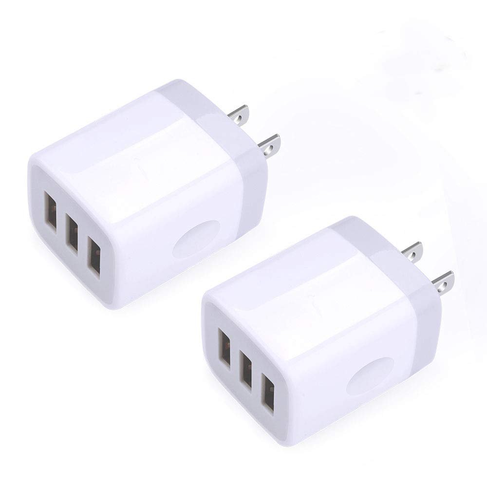 USB Wall Charger,Sicodo 3-Port Travel Smartphone Quick Charger 2 Pack 3.1Am