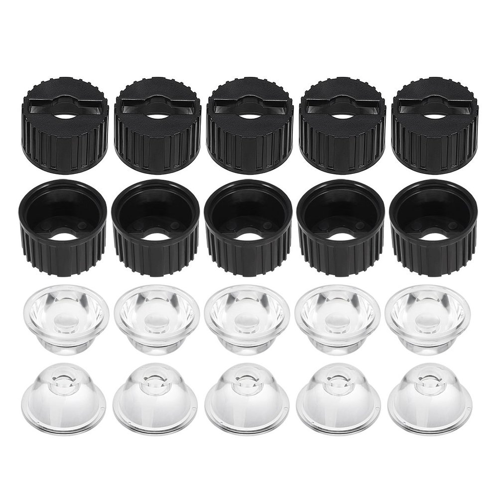 uxcell 10 pcs 20mm LED Lens 120 Degree with Black Holder for 1W 3W High Power LED Light