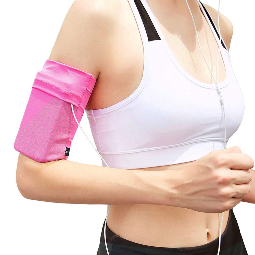 Ailzos Cell Phone Armband for Running, Universal Sports Armband for iPhone 8/7/7S/6/6S/SE/5, Samsung Galaxy S9/S8/S7/S6 Phones Sport Exercise Gym Armband with Keys Pocket, (Pink,L)