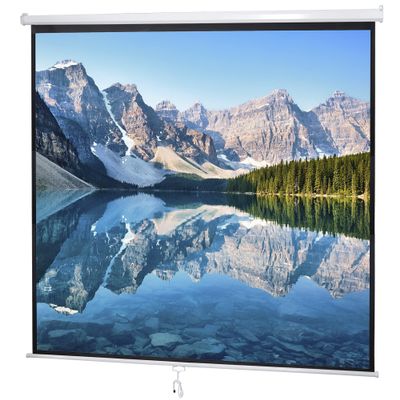 BBBuy 120" Projector Screen 1:1 Format Mountable Projection Screen Manual HD Pull Down Home Theater Presentation Education Outdoor Indoor Public Display