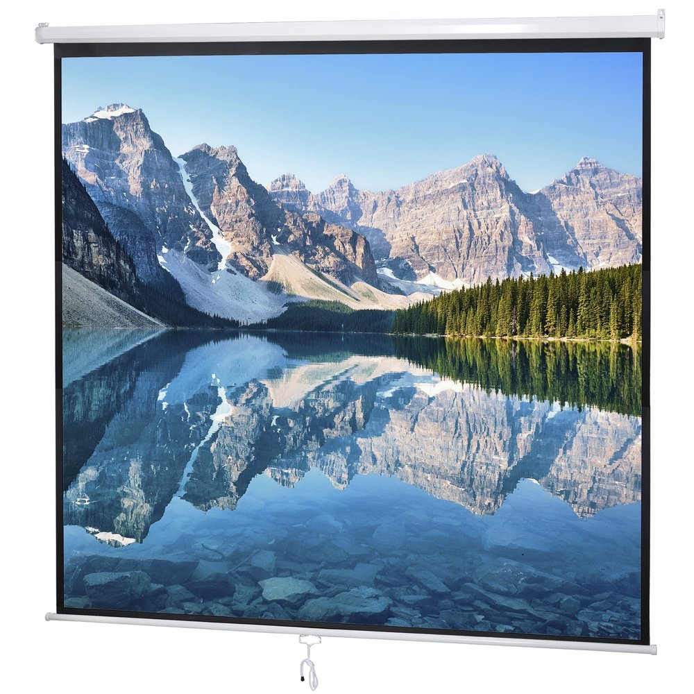 BBBuy 120" Projector Screen 1:1 Format Mountable Projection Screen Manual HD Pull Down Home Theater Presentation Education Outdoor Indoor Public Display