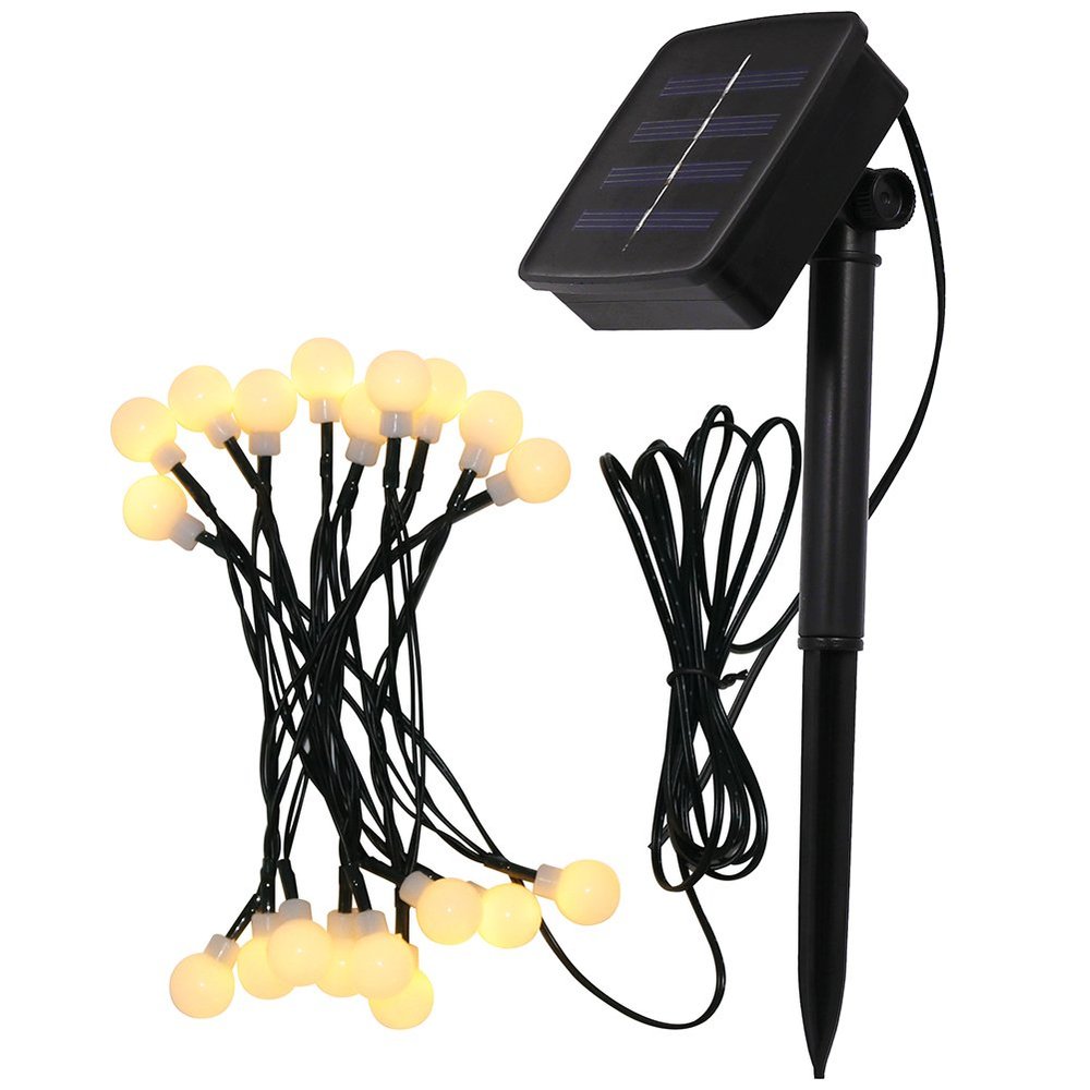 XUNATA 31ft Solar LED String Lights, Flexible Waterproof 50 LEDs White Ball Lights for Indoor Outdoor Home Patio Lawn Garden Party Holiday Decorations(Warm White)