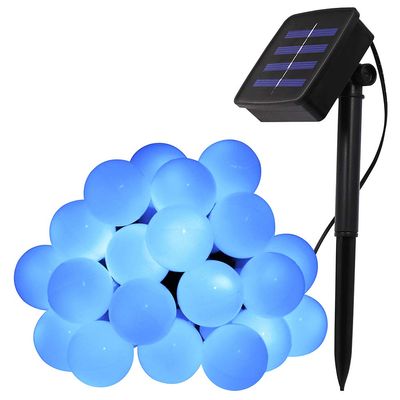 XUNATA 40ft Solar LED String Lights, Flexible Waterproof 100 LEDs White Ball Lights for Indoor Outdoor Home Patio Lawn Garden Party Holiday Decorations(Blue)