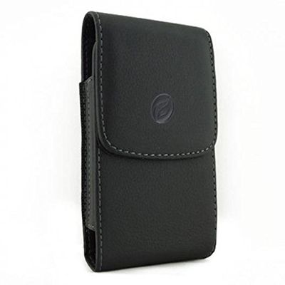 Black Leather Carry Case Side Cover Belt Holster Swivel Clip for LG G6 G7 ThinQ - Samsung Galaxy S7 Edge, S8, S9