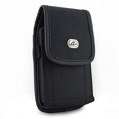 Black Rugged Canvas Phone Case Cover Pouch Holster Belt Clip for Verizon iPhone 6 - Verizon iPhone 6S - Verizon iPhone 7