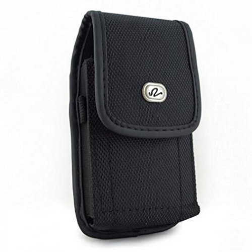 Black Rugged Canvas Phone Case Cover Pouch Holster Belt Clip for Verizon iPhone 6 - Verizon iPhone 6S - Verizon iPhone 7