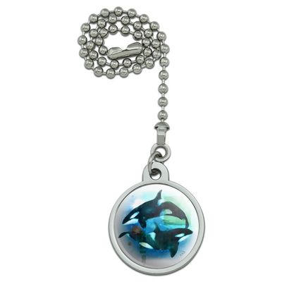GRAPHICS & MORE Orcas Killer Whales Watercolor Yin Yang Ceiling Fan and Light Pull Chain