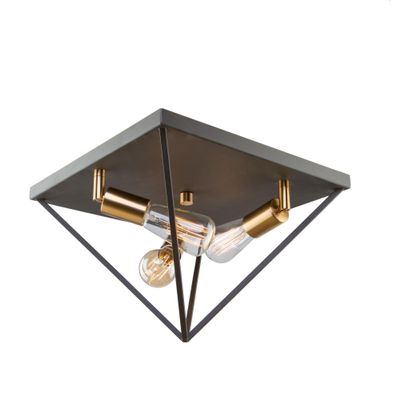 Artcraft Lighting Artcraft AC11113 Transitional Three Light Flush Mount from Artistry Collection Finish, 14.00 inches, Matte Black & Harvest Brass