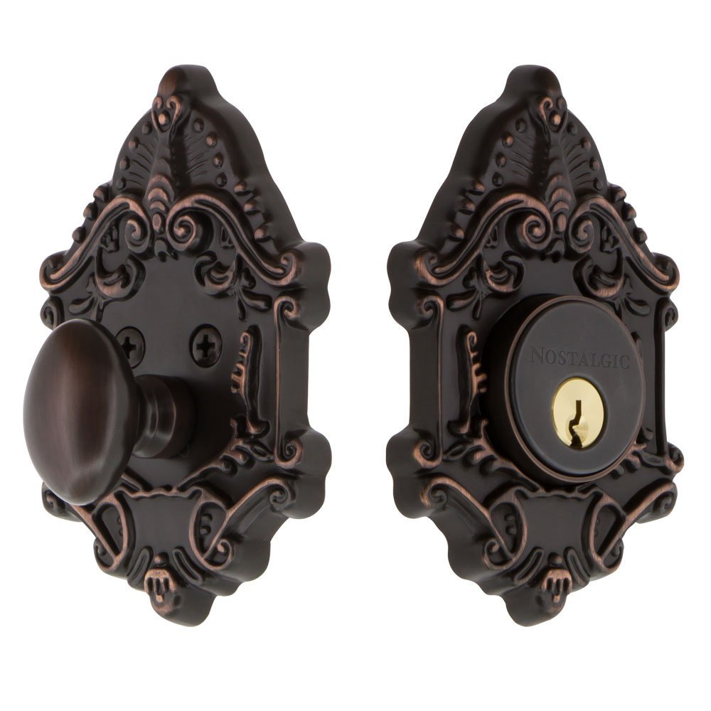 Nostalgic Warehouse Victorian Single Cylinder Deadbolt, Timeless Bronze, Key Lock, 2-3/8"