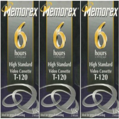 Memorex High Standard T-120 6-hour Video Cassette VHS HS - 3 Pack
