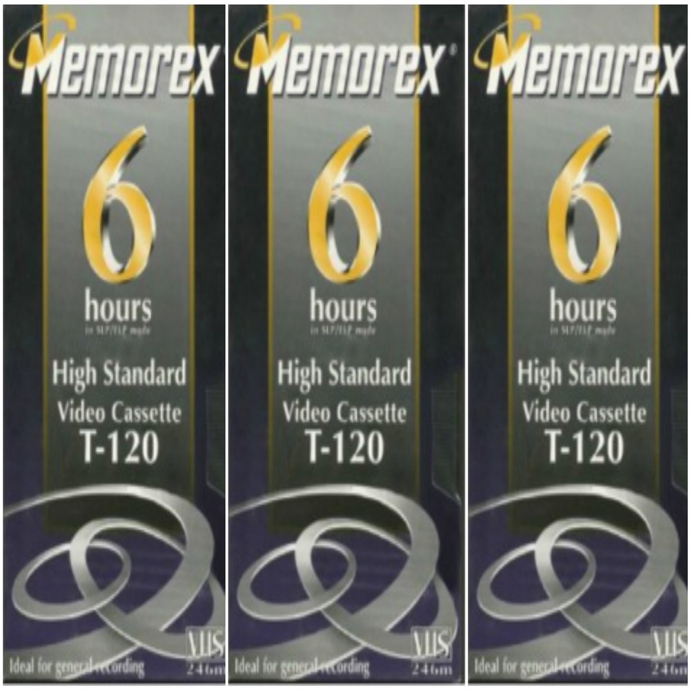 Memorex High Standard T-120 6-hour Video Cassette VHS HS - 3 Pack