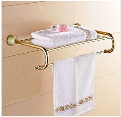 GOWE Luxury Towel Shelf Bathroom Towel Holder Wall Mounted Jade Brass Towel Rack