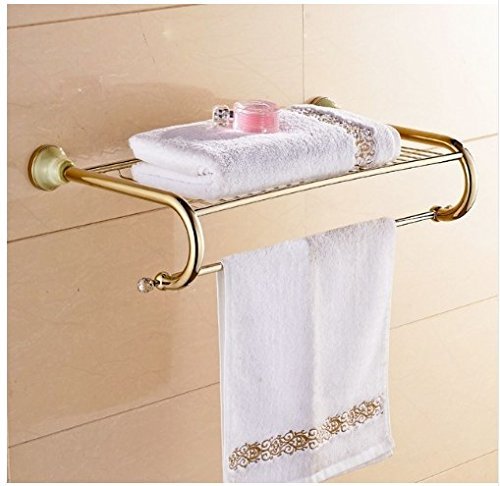 GOWE Luxury Towel Shelf Bathroom Towel Holder Wall Mounted Jade Brass Towel Rack