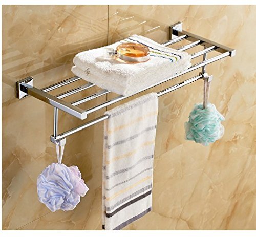 GOWE Chrome Finish Bathroom Towel Rack Wall Mounted Towel Clothes Shelf Holder