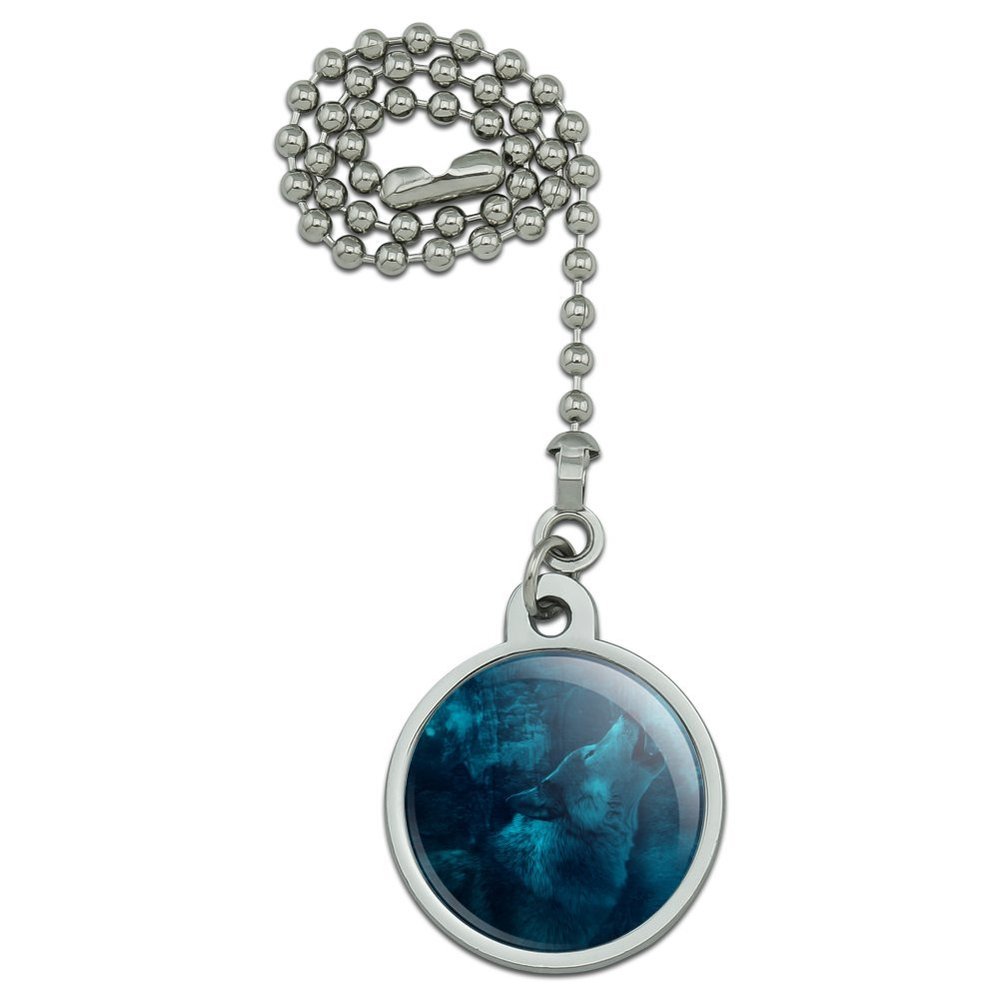 GRAPHICS & MORE Wolf Howl Howling Blue Moon Wolves Ceiling Fan and Light Pull Chain