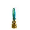 Light Lapis Oval Lamp Finial with Polished Brass Base 2.5"h view 2