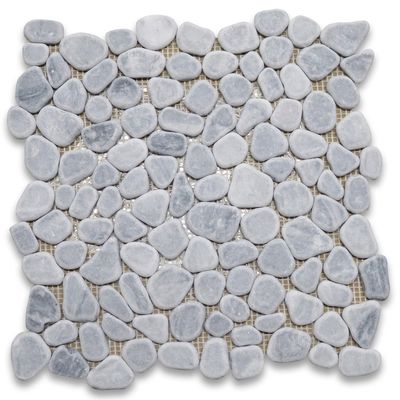 Stone Center Online Bardiglio Gray Marble Pebble Stone River Rocks Mosaic Tile Tumbled Kitchen Bath Wall Floor Backsplash Shower (1 Sheet)