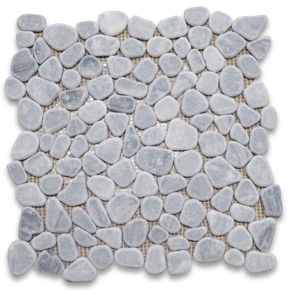 Stone Center Online Bardiglio Gray Marble Pebble Stone River Rocks Mosaic Tile Tumbled Kitchen Bath Wall Floor Backsplash Shower (1 Sheet)