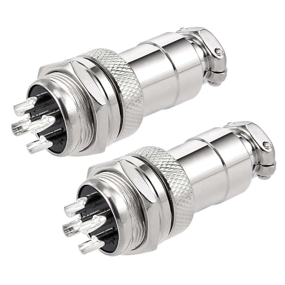 uxcell 2pcs Aviation Connector Plug 16mm 4P 5A 125V GX16-4 Female/Male