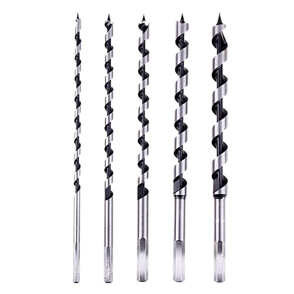 GOSONO 5pcs 6-14mm Deluxe hex shank Auger drill Bit Set Milling cutters for thick wood hole cutter, 230MM long