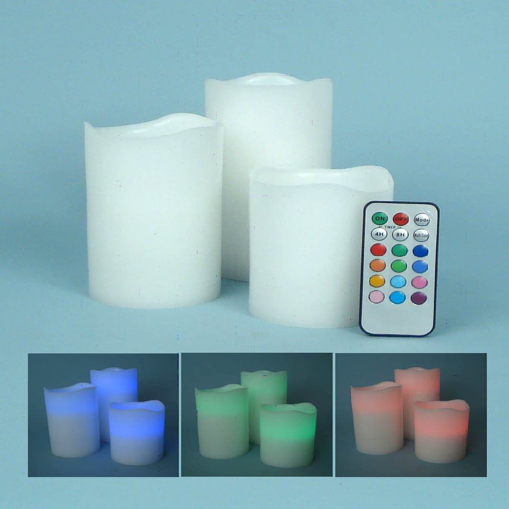 3-Pc Color Change LED Candle Set