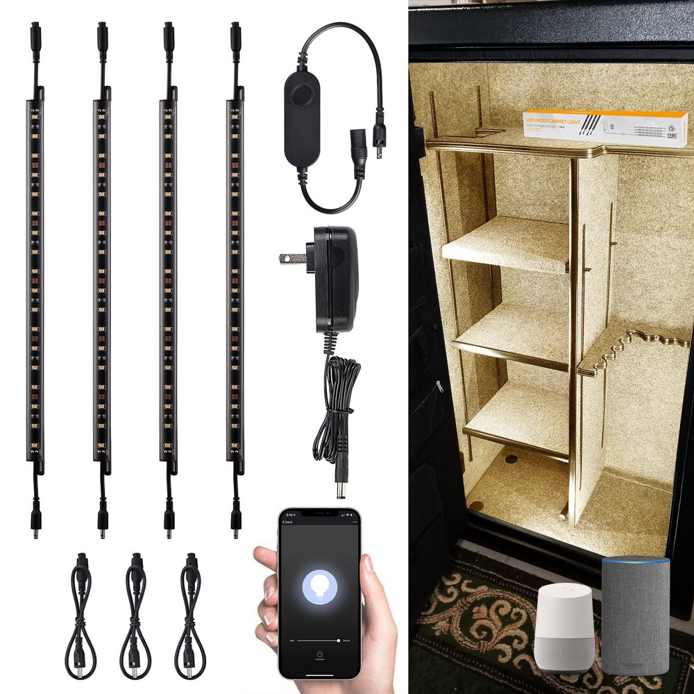 TORCHSTAR 4pcs 12 Inch Voice Control Smart LED Safe Lighting Kit, 3000K
