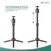 Movo MV-T1 Aluminum Alloy Tabletop Tripod with Adjustable Ball Head, Expandable Shaft with the Universal Smartphone Grip for iPhone 5, 5C, 5S, 6, 6S, 7, 8, X, XS, XS Max, 11, 11 Pro, Samsung Galaxy view 2