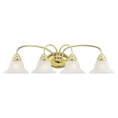Livex 1534-02 Traditional Four Light Bath Vanity from Edgemont Collection Cast Finish, Polished Brass