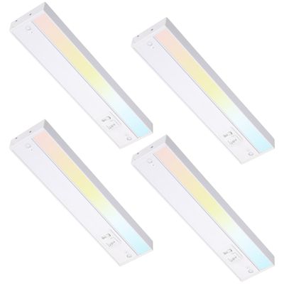 TORCHSTAR 4-Pack 12 Inch 5CCT LED Under Cabinet Lighting Aluminum, White