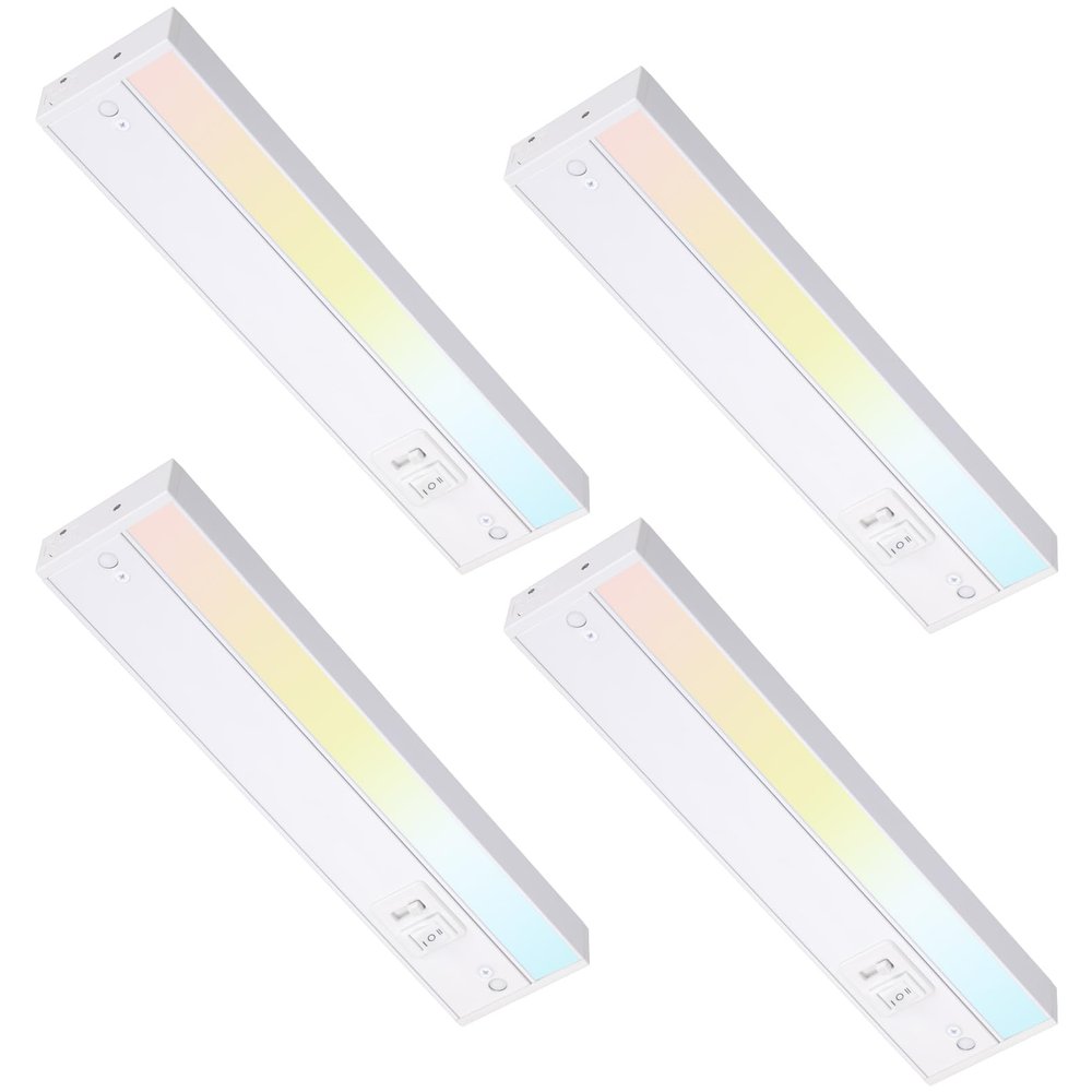 TORCHSTAR 4-Pack 12 Inch 5CCT LED Under Cabinet Lighting Aluminum, White