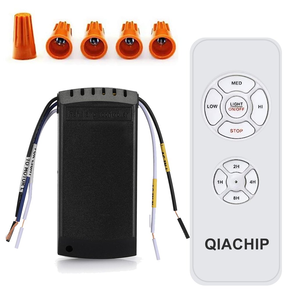QIACHIP Universal Ceiling Fan and Lights Wireless Remote Control Kit 3-in-1 Ceiling Fan Light 4 Timing & 3 Speed Wireless Remote Control and Receiver Kits for Ceiling Fan Lamp