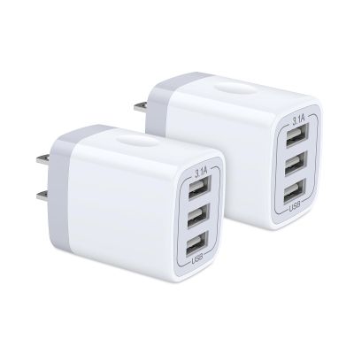 USB Wall Charger, Wall Plug 3-Port USB Charging Block 3.1A Power Adapter