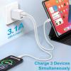 USB Wall Charger, Wall Plug 3-Port USB Charging Block 3.1A Power Adapter view 3