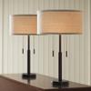 Bernie 25" High Table Lamps Set of 2 Bronze Brown USB Ports A+C Charging view 2