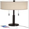 Bernie 25" High Table Lamps Set of 2 Bronze Brown USB Ports A+C Charging view 4