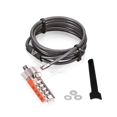 V7 SLC4000-13NB Portable Security Cable with Combo Lock - 10k resettable combinations, cut resistant cable