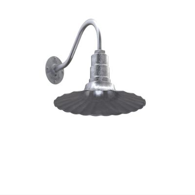 Radial Wave Gooseneck Barn Light Outdoor 16 Inch Fluted Retro | Galvanized