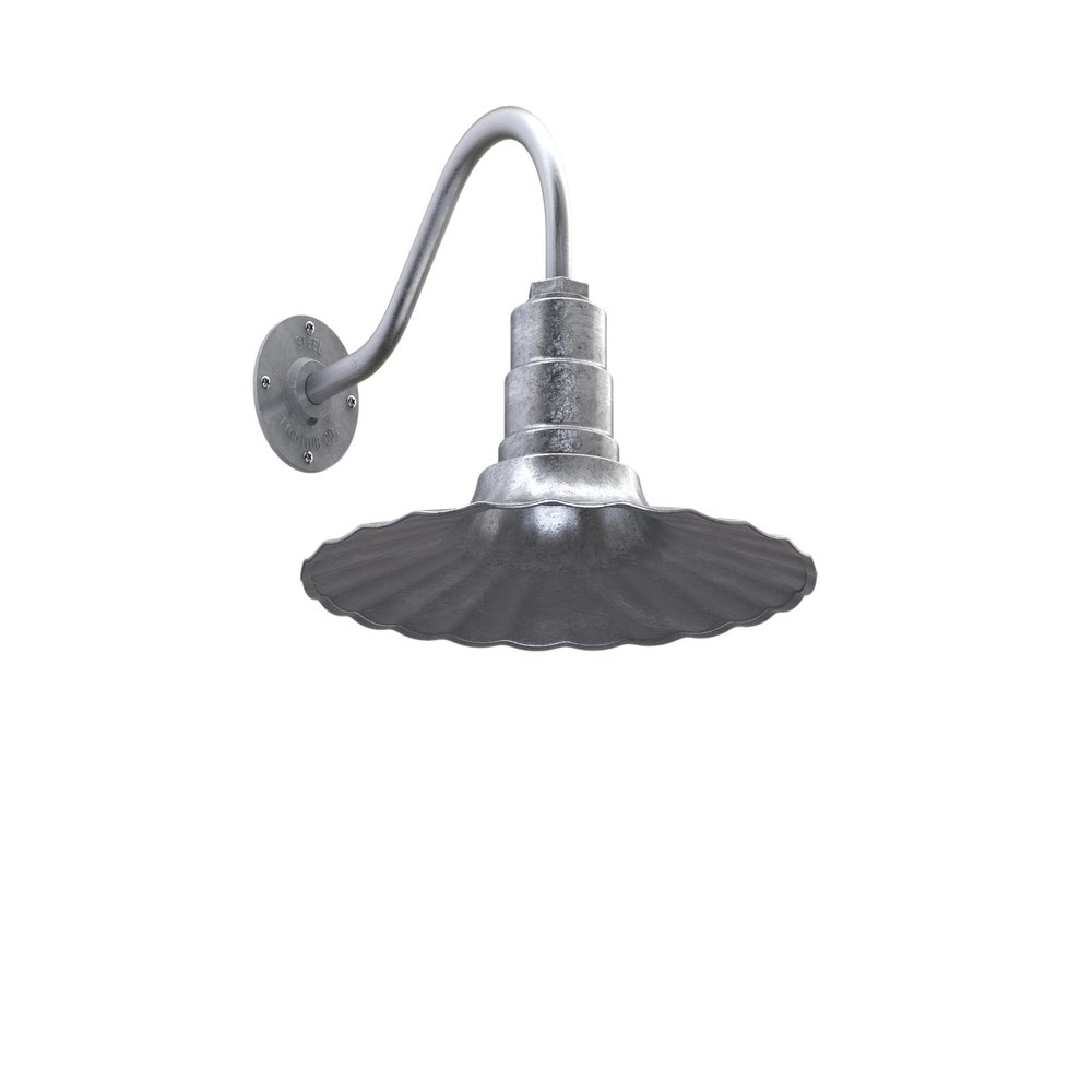 Radial Wave Gooseneck Barn Light Outdoor 16 Inch Fluted Retro | Galvanized