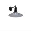 Radial Wave Gooseneck Barn Light Outdoor 16 Inch Fluted Retro Wall | Black view 1