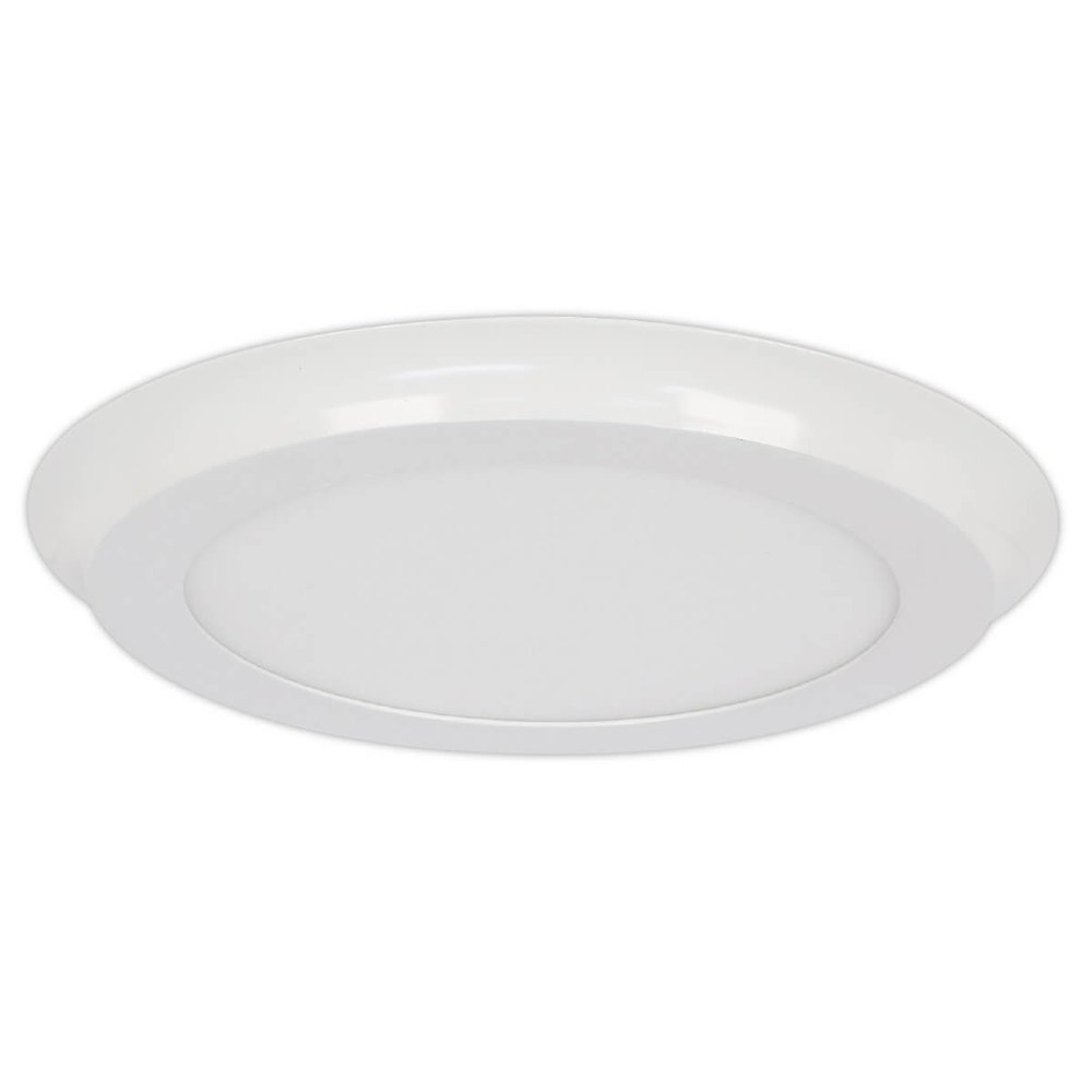 LED 15" Decorative Ultra Slim, Round Decorative Trim Flat Panel, Edge-Lit Design, Flush Mount, White Trim, 3000K
