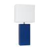 Elegant Designs LT1025-BLU Modern Leather Table Lamp with White Fabric Shade, Blue view 1