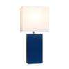 Elegant Designs LT1025-BLU Modern Leather Table Lamp with White Fabric Shade, Blue view 2