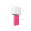 Elegant Designs LC2000-HPK-2PK 2 Pack Modern Leather Table Lamps with White Fabric Shades, Hot Pink view 3