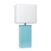 Elegant Designs LT1025-AQU Modern Leather Table Lamp with White Fabric Shade, Aqua view 1