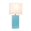 Elegant Designs LT1025-AQU Modern Leather Table Lamp with White Fabric Shade, Aqua view 2