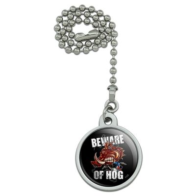 Beware of Hog Biker Motorcycle Chopper Ceiling Fan and Light Pull Chain