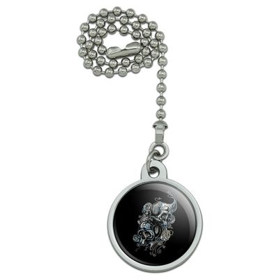 Skulls and Roses Floral Flowers Biker Motorcycle Ceiling Fan and Light Pull