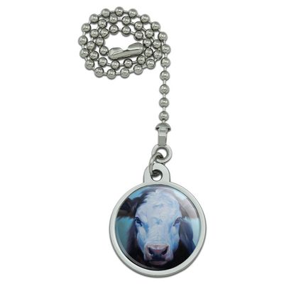 GRAPHICS & MORE Brown and White Cow Painting Ceiling Fan and Light Pull Chain