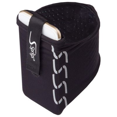 Sprigs Phone Armband for Running, Stretch Sleeve Arm Holder for iPhone 17, Samsung Galaxy S26 & Google Pixel 11, Fits Smartphones with Case for Jogging & Walking - Black Reflective, Small
