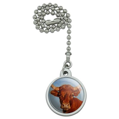 GRAPHICS & MORE Brown Cow Cattle Horns Ceiling Fan and Light Pull Chain
